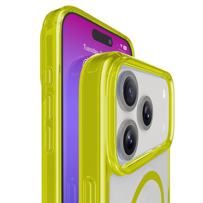 Cellularline Custodia iPhone 17 Pro Iconic Magsafe Trasparente/Lime