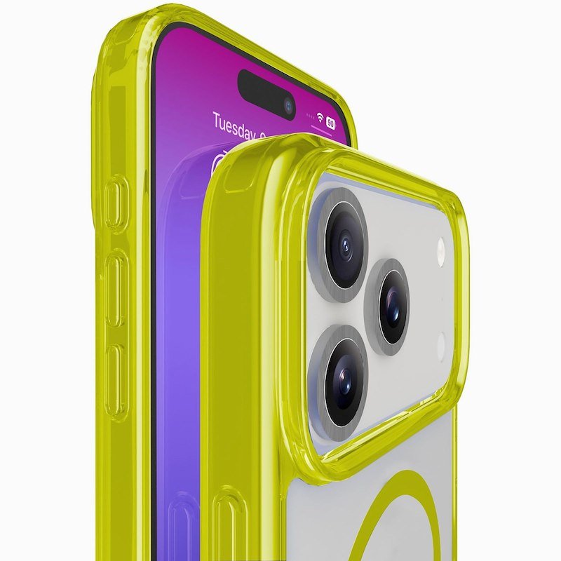 Cellularline Custodia iPhone 17 Pro Iconic Magsafe Trasparente/Lime