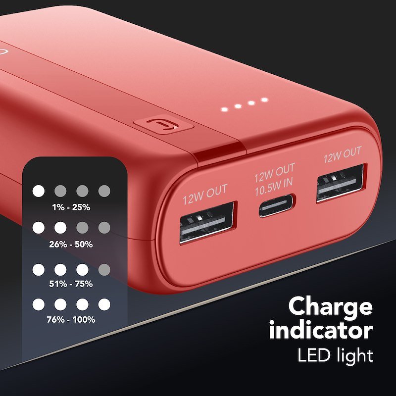 Cellularline Power Bank Essential 10000 Rosso