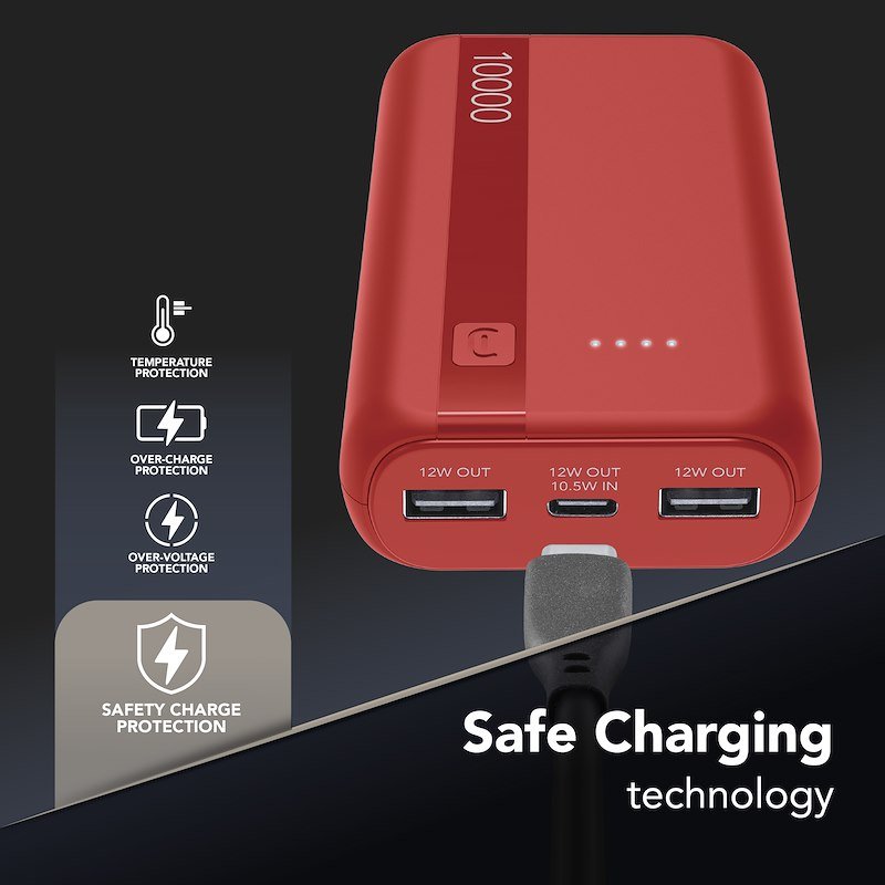 Cellularline Power Bank Essential 10000 Rosso