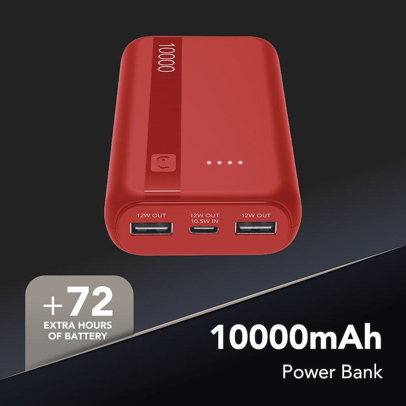 Cellularline Power Bank Essential 10000 Rosso