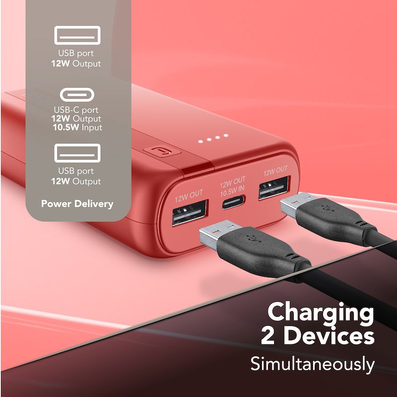 Cellularline Power Bank Essential 10000 Rosso