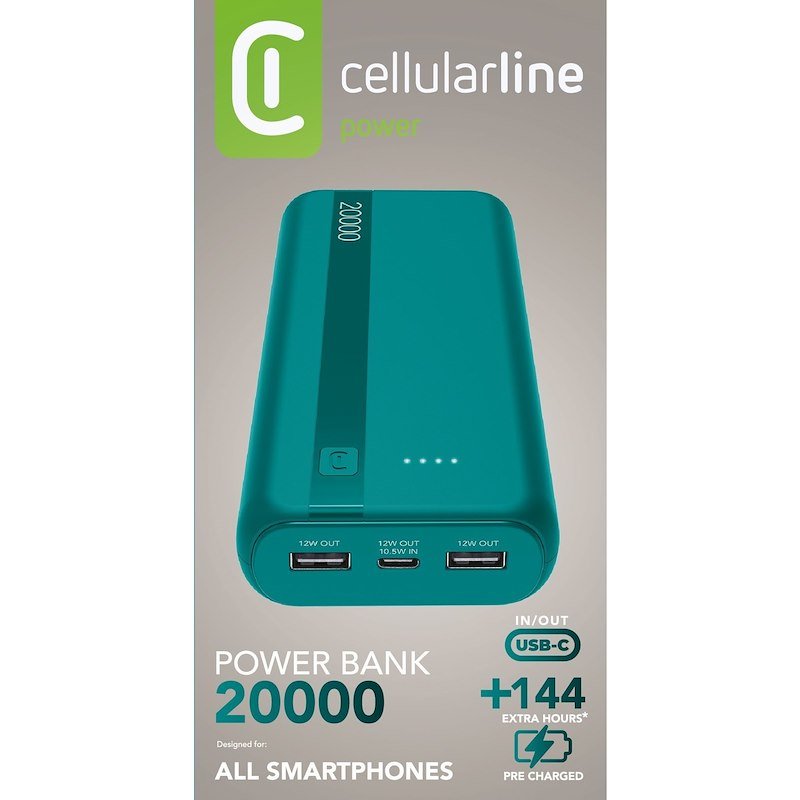 Cellularline Power Bank Essential 20.000mAh  Pbentrycol20000b Blu