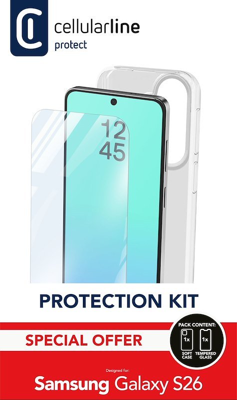 Cellularline Custodia Galaxy S26 Protection Kit Trasparente