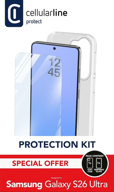 Cellularline Custodia Galaxy S26 Ultra Protection Kit Trasparente