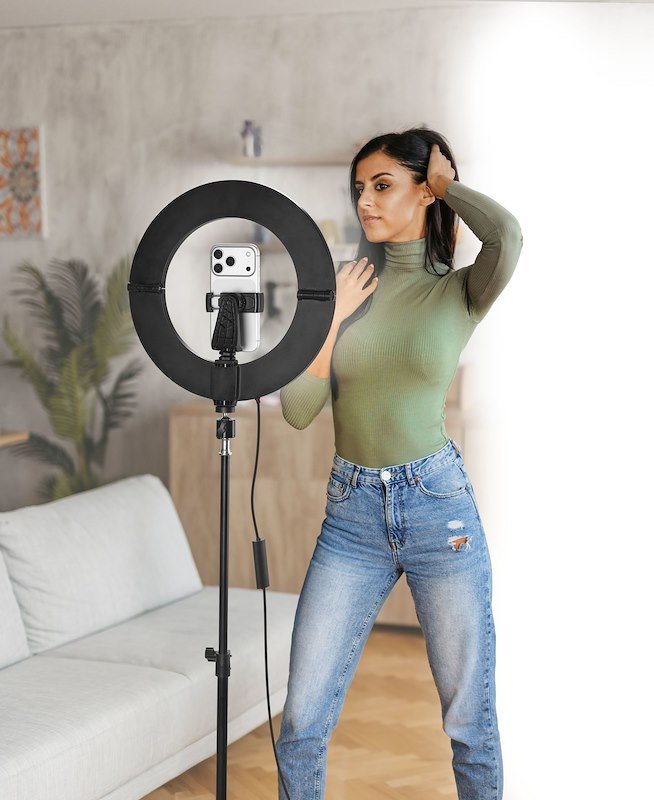 Cellularline Selfie Ring Selfieringfoldyk Nero
