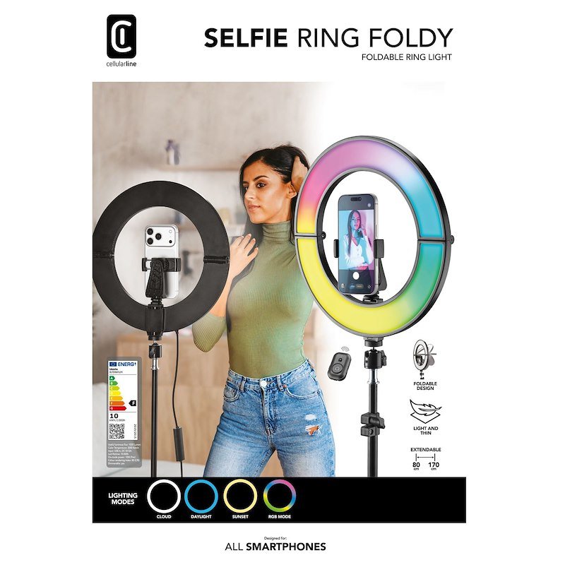 Cellularline Selfie Ring Selfieringfoldyk Nero