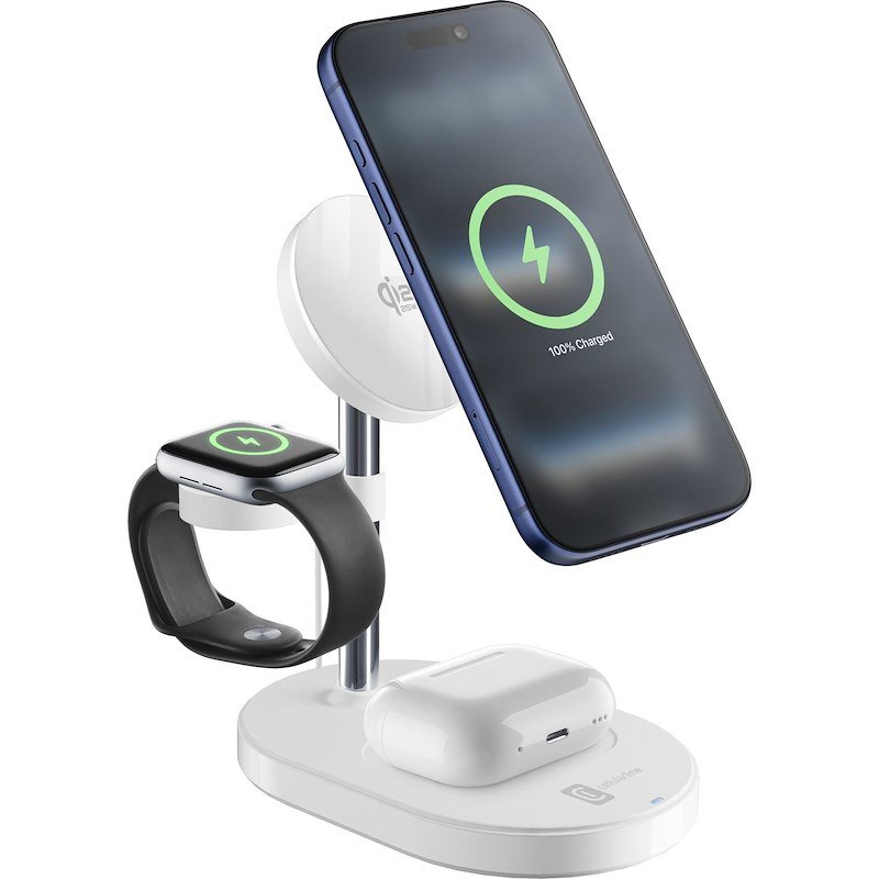 Cellularline Stazione di ricarica wireless Mag Trio QI2.2 25W  Bianco