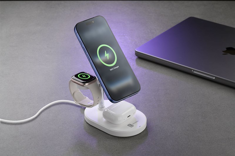 Cellularline Stazione di ricarica wireless Mag Trio QI2.2 25W  Bianco