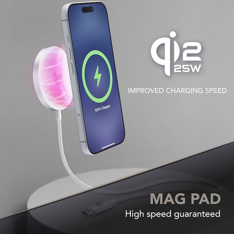 Cellularline Mag Pad QI2.2 25W  Bianco