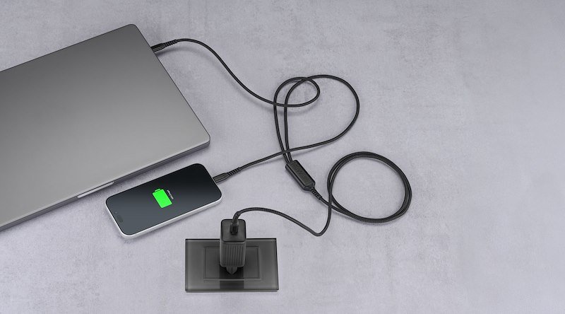 Cellularline Cavo di ricarica doppio da USB-C a USB-C