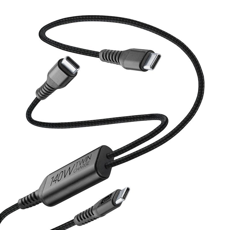 Cellularline Cavo di ricarica doppio da USB-C a USB-C