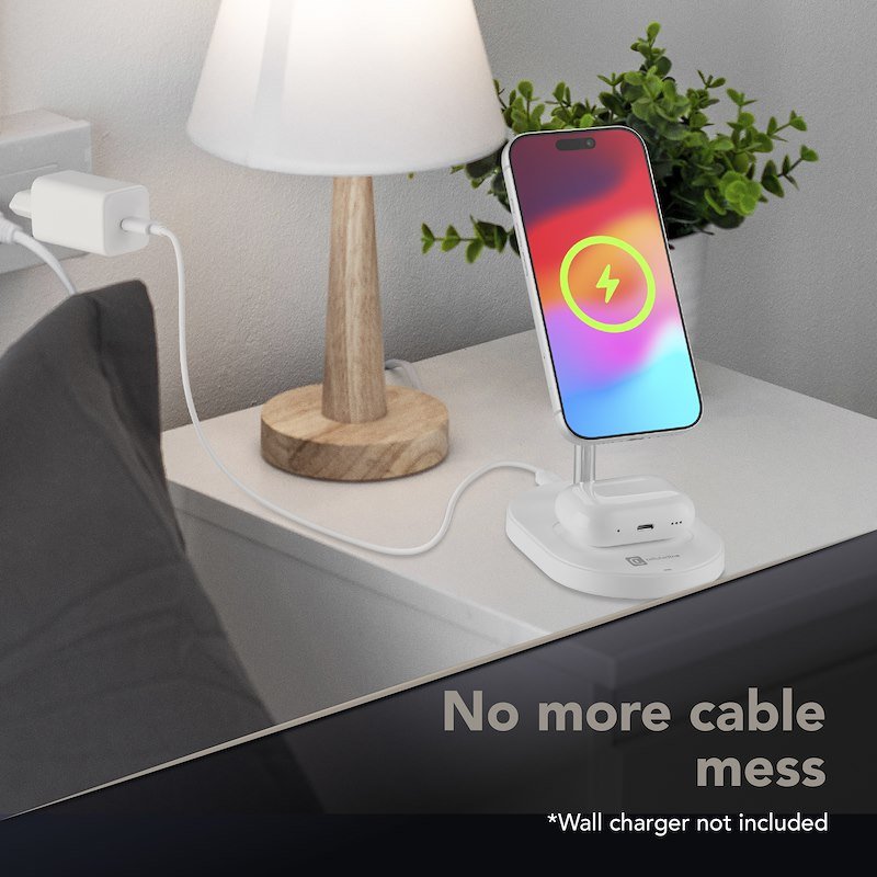 Cellularline Stazione di ricarica wireless Mag Duo QI2.2 25W Bianco