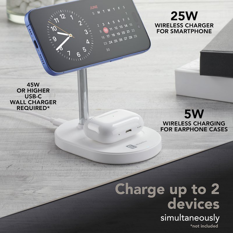 Cellularline Stazione di ricarica wireless Mag Duo QI2.2 25W Bianco