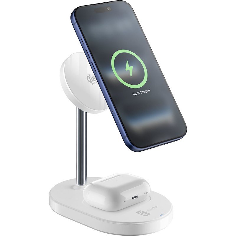 Cellularline Stazione di ricarica wireless Mag Duo QI2.2 25W Bianco