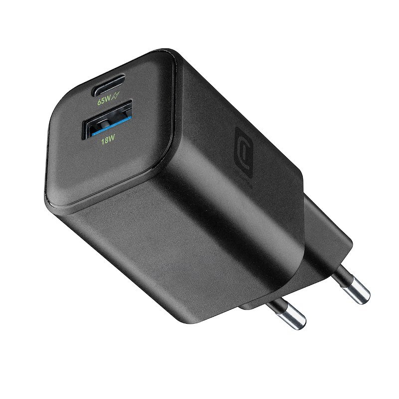Cellularline Caricabatterie 2 porte USB-C e USB-A  Achganentry2pd65wk
