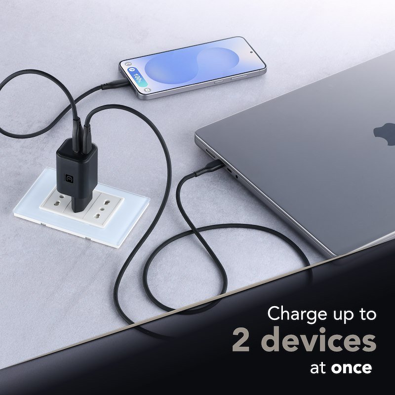 Cellularline Caricabatterie 2 porte USB-C e USB-A  Achganentry2pd65wk