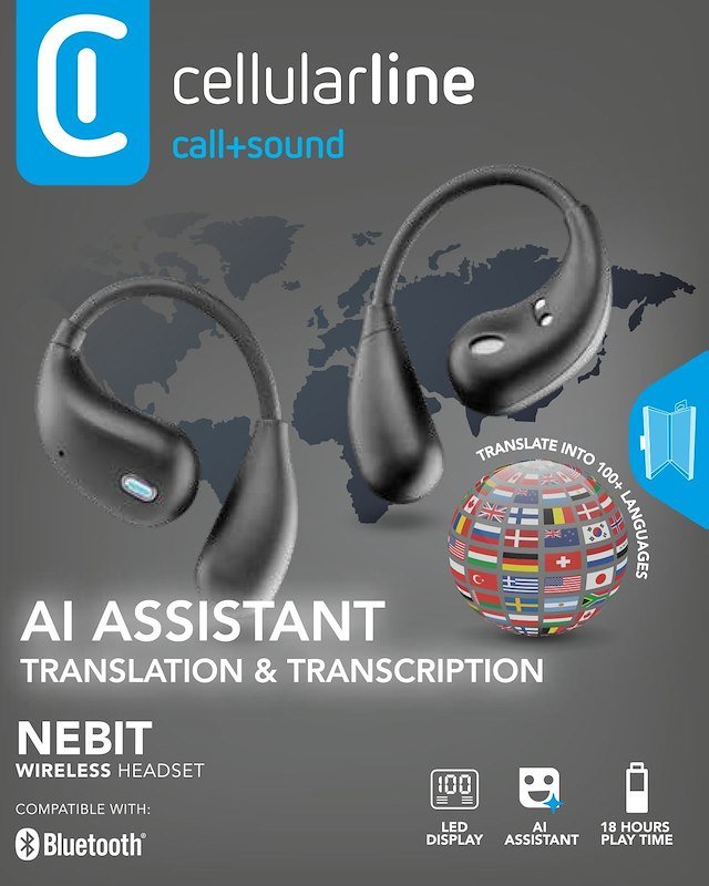 Cellularline Auricolari TWS NEBIT con funzione di traduzione in tempo reale Nero