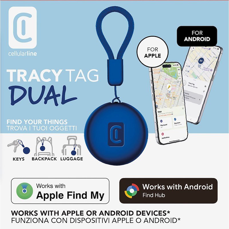 Cellularline Tracy Tag Dual per Android e IOS Blu