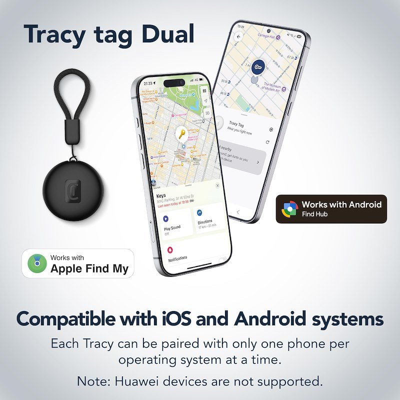 Cellularline Tracy Tag Dual per Android e IOS Nero