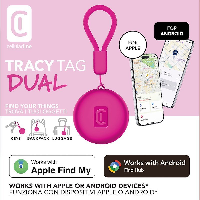 Cellularline Tracy Tag Dual per Android e IOS Rosa