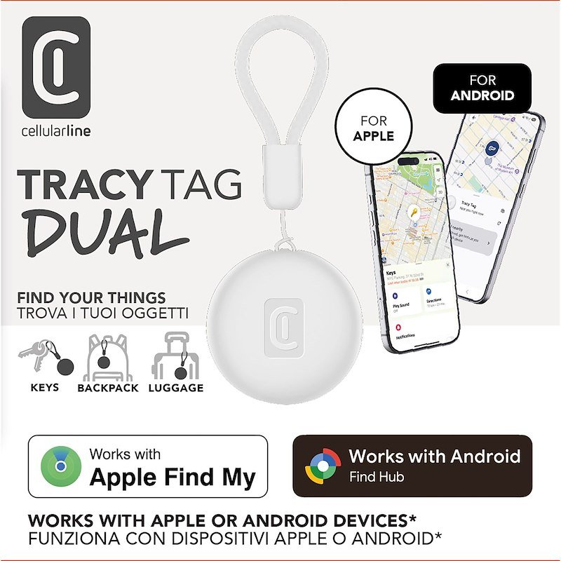 Cellularline Tracy Tag Dual per Android e IOS Bianco