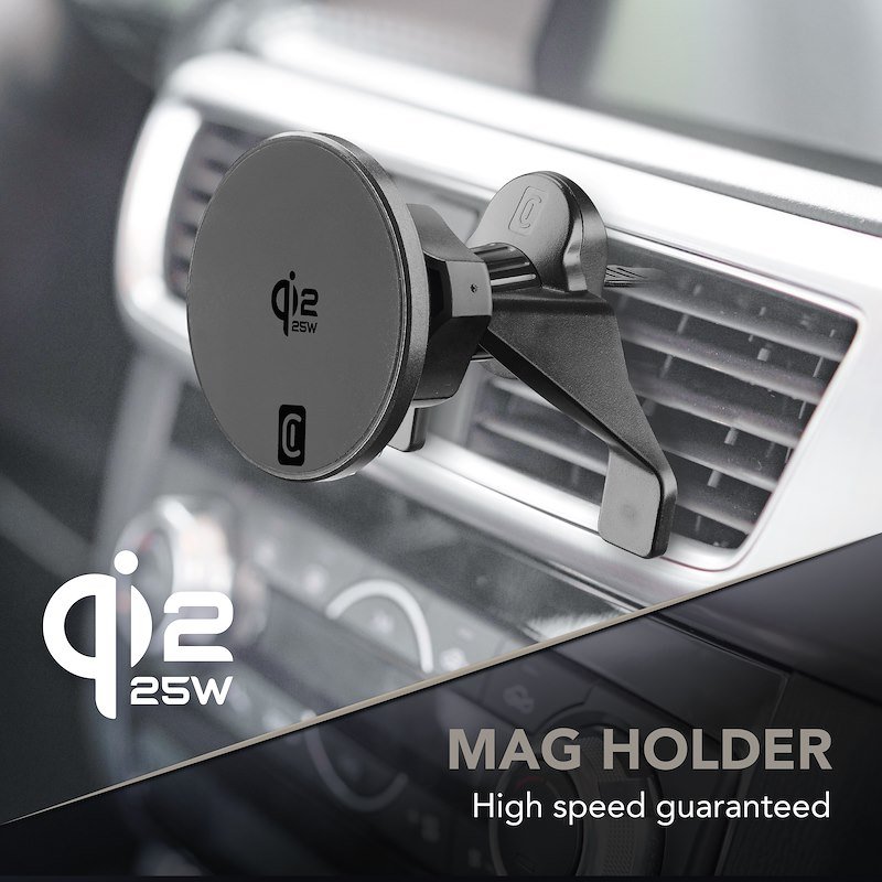 Cellularline Caricabatterie car MAG HOLDER QI2 25W  Magqi25holderventk