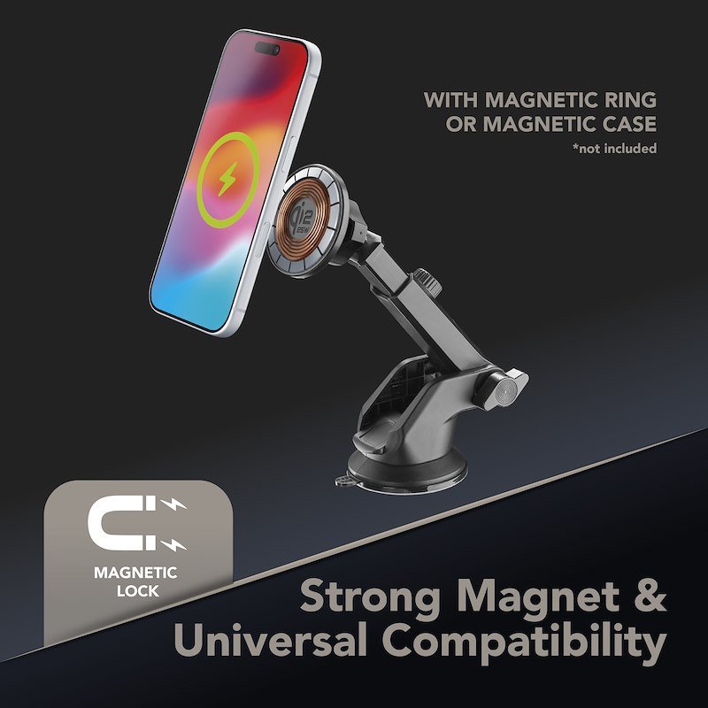 Cellularline Caricabatterie car MAG HOLDER QI2 25W  Magqi25holderventk