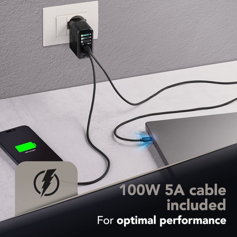 Cellularline Caricabatterie PowerView IQ Kit 3in1 67W USB/USB-C Nero