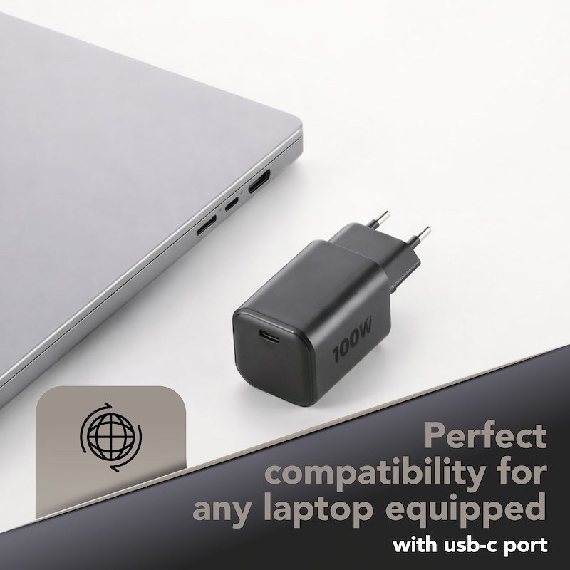 Cellularline Caricabatterie ACH USB-C GAN+ 100W Nero