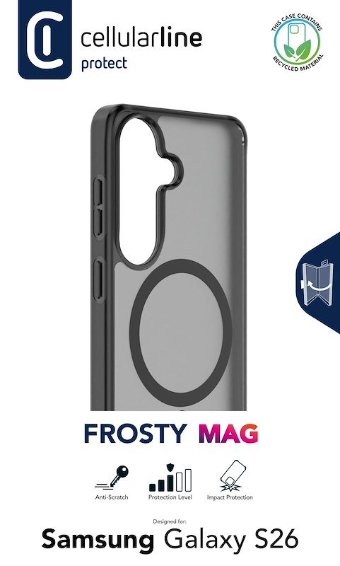 Cellularline Custodia Galaxy S26 Frosty Mag Trasparente Nero