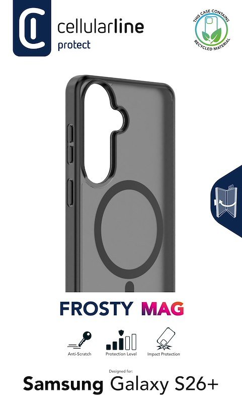 Cellularline Custodia Galaxy S26+ Frosty Mag Trasparente Nero