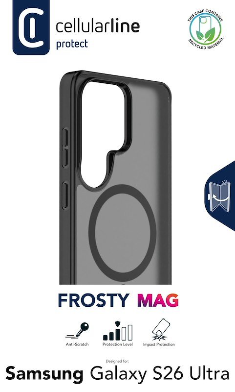 Cellularline Custodia Galaxy S26 Ultra Frosty Mag Trasparente Nero