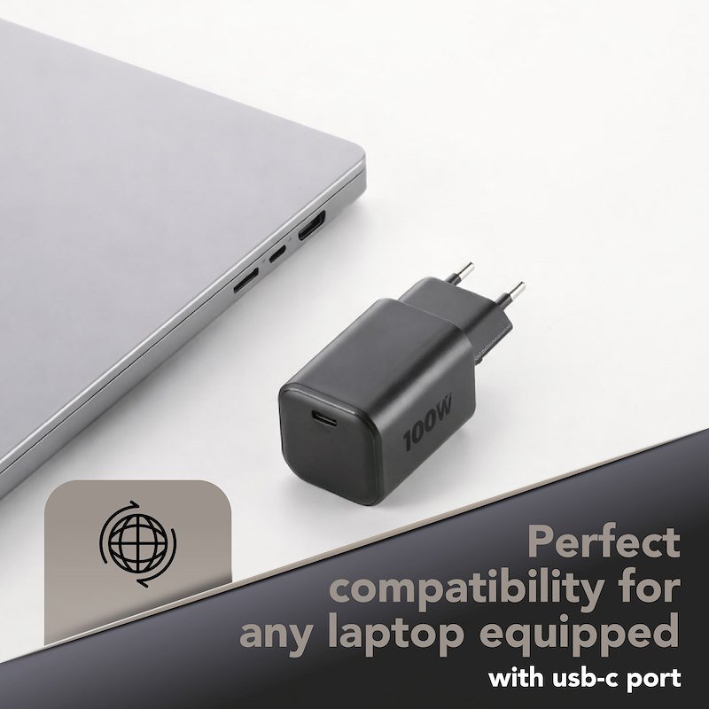Cellularline Caricabatterie KIT ACH 100W USB-C Nero