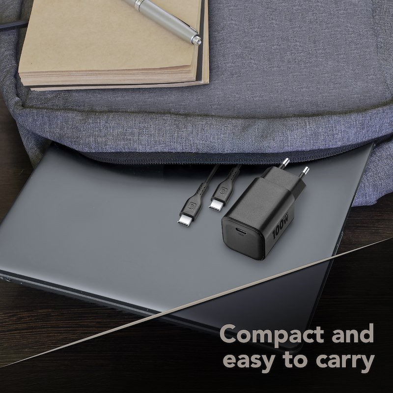 Cellularline Caricabatterie KIT ACH 100W USB-C Nero