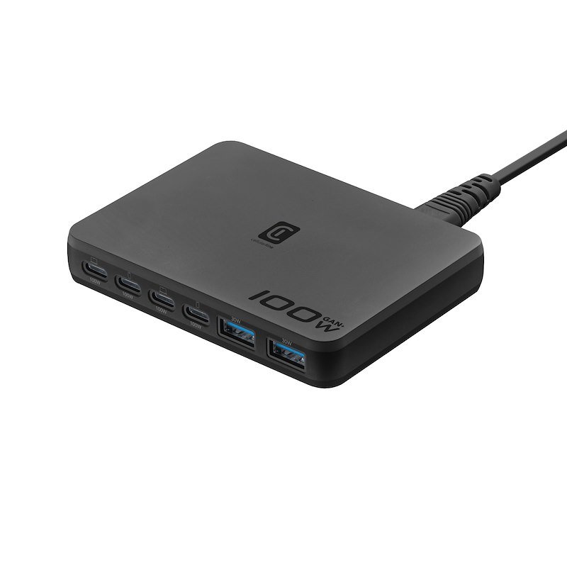 Cellularline Power Bank Desk Station 100W 6 porte Achslim6usb100wk Nero