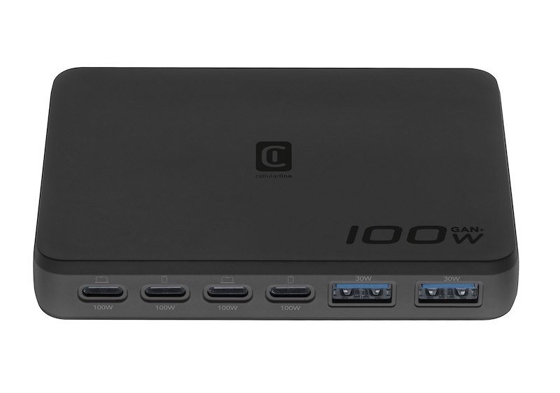 Cellularline Power Bank Desk Station 100W 6 porte Achslim6usb100wk Nero