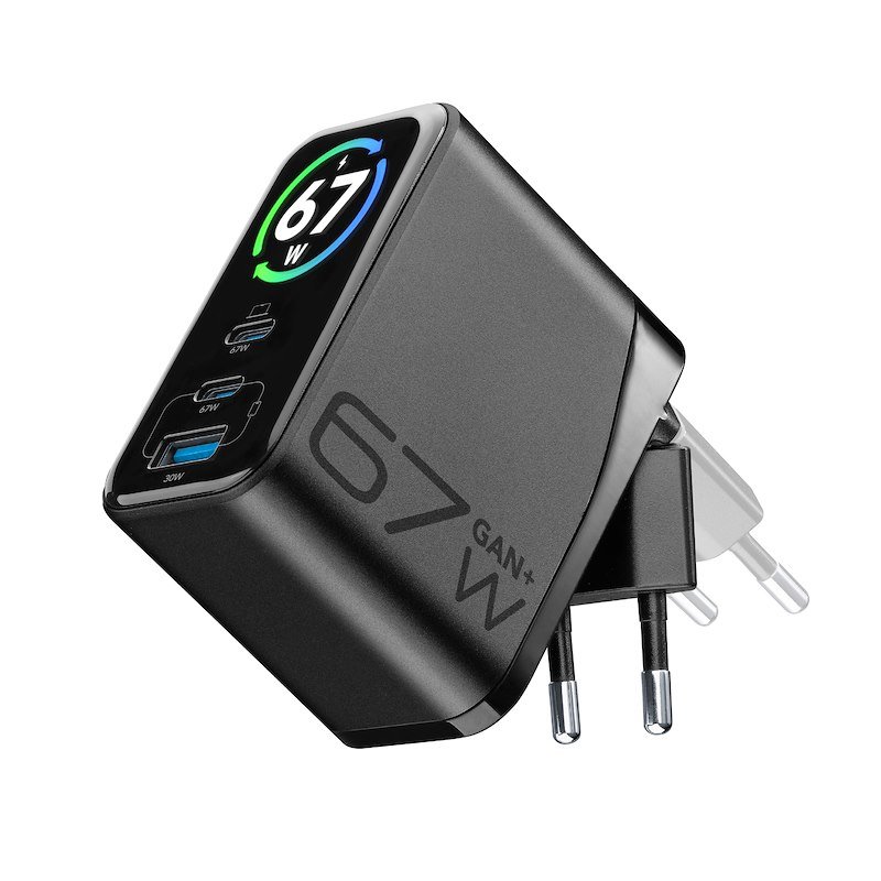 Cellularline caricabatterie da rete PowerView IQ ACH 67W Achtft3usbgan67wk