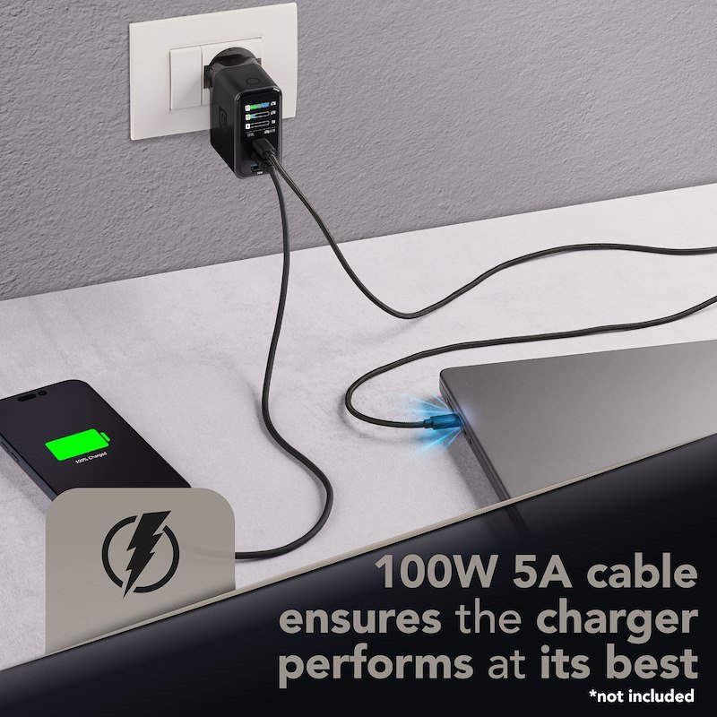 Cellularline caricabatterie da rete PowerView IQ ACH 67W Achtft3usbgan67wk