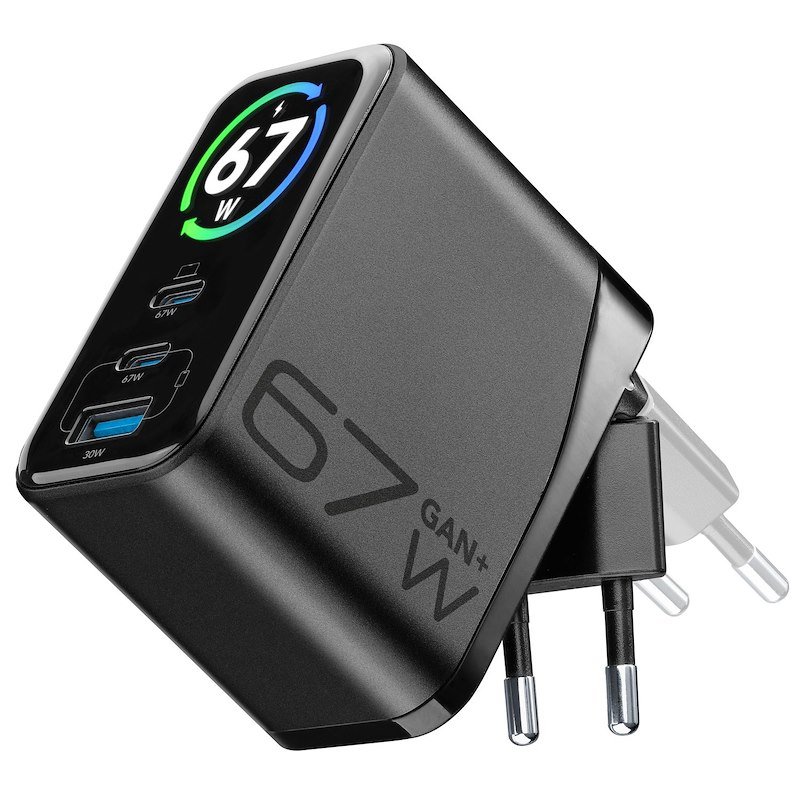 Cellularline caricabatterie da rete PowerView IQ ACH 67W Achtft3usbgan67wk