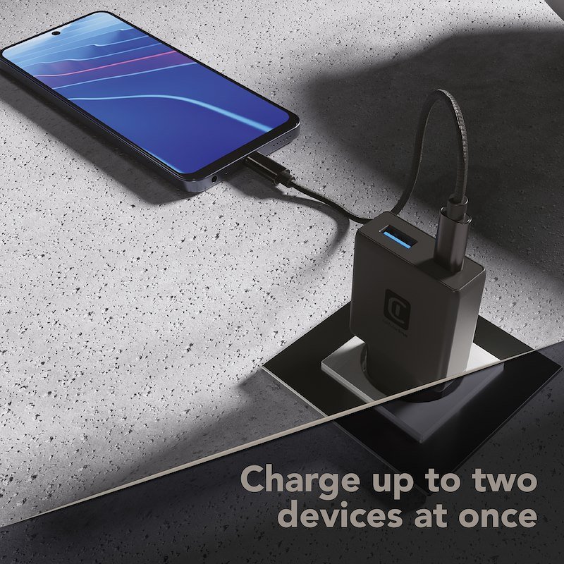 Cellularline Caricatore Dual USB A +C 45W Nero