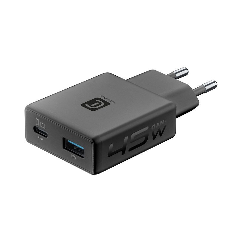 Cellularline Caricatore Dual USB A +C 45W Nero
