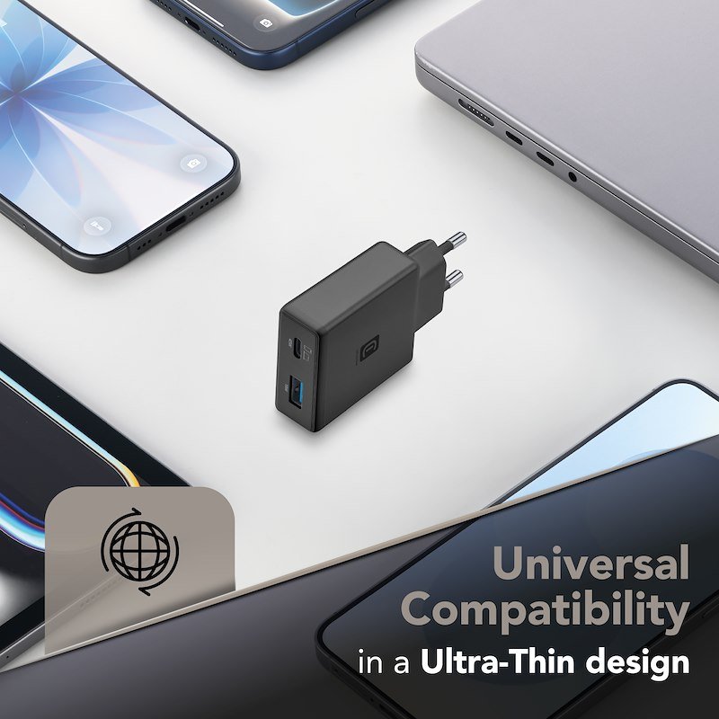 Cellularline Caricatore Dual USB A +C 45W Nero