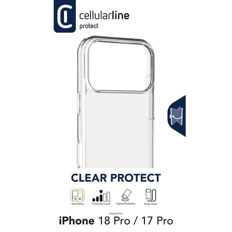 Cellularline Custodia iPhone 18 Pro Clear Protect Trasparente