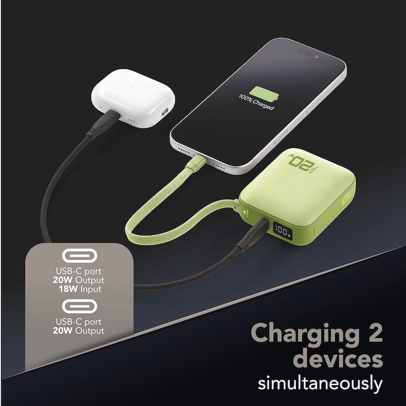 Cellularline Powerbank Pocket USB-C 20W Verde