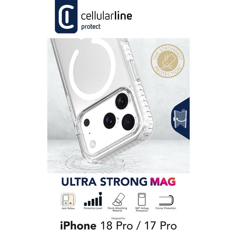 Cellularline Custodia iPhone 18 Pro Ultra Strong MagSafe Trasparente