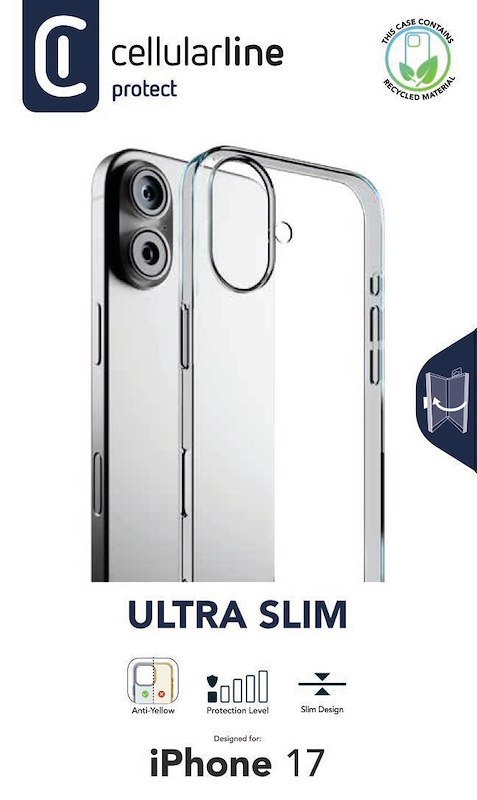 Cellularline Custodia iPhone 17 Ultra Slim Trasparente