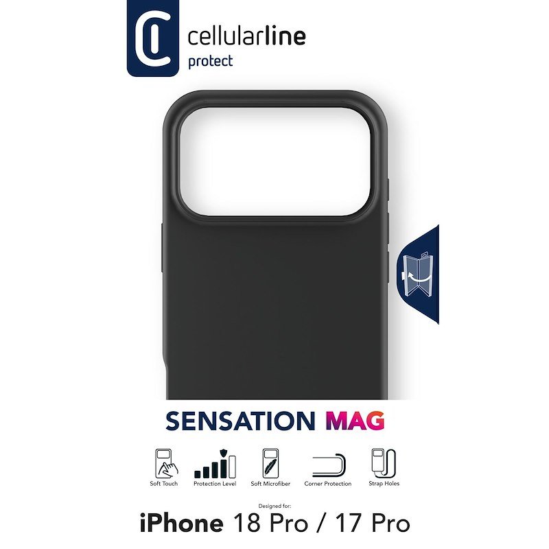 Cellularline Custodia iPhone 18 Pro Sensation MagSafe Nero