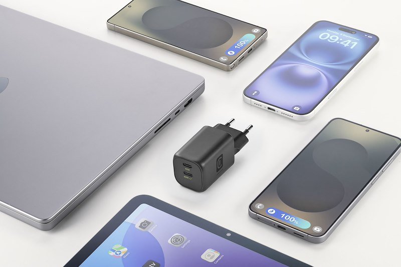 Cellularline Alimentatore GAN+ doppia porta USB-C 45W  Nero