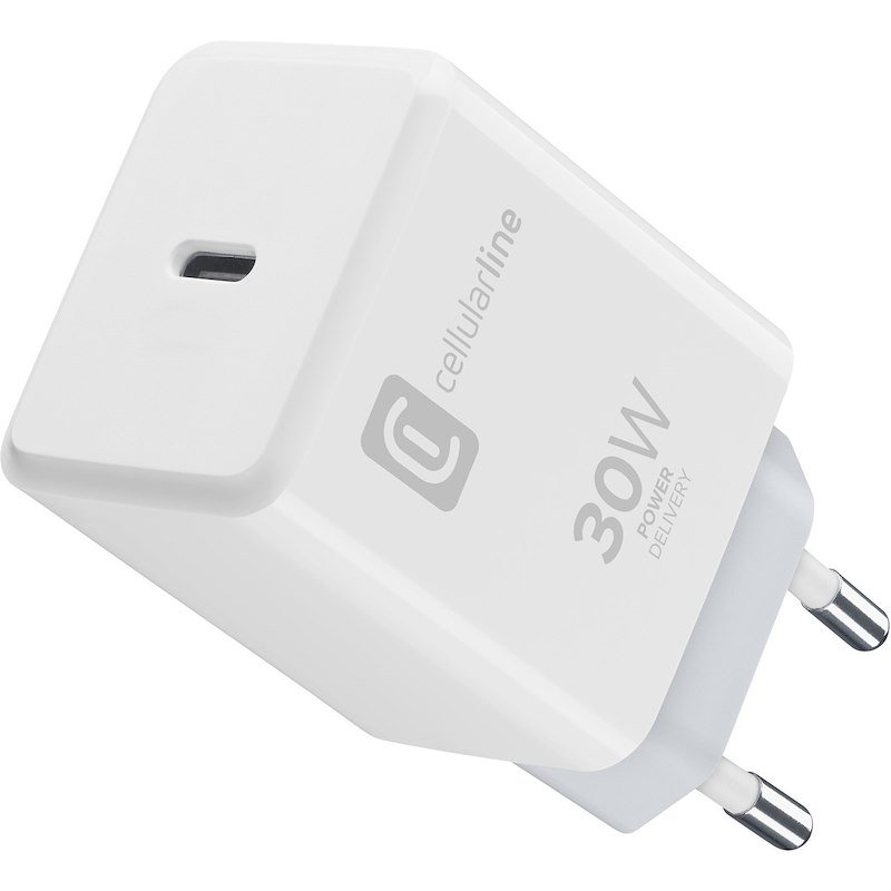 Cellularline Alimentatore Usb-c 30W con cavo Usb-c a Lightning 100cm Bianco